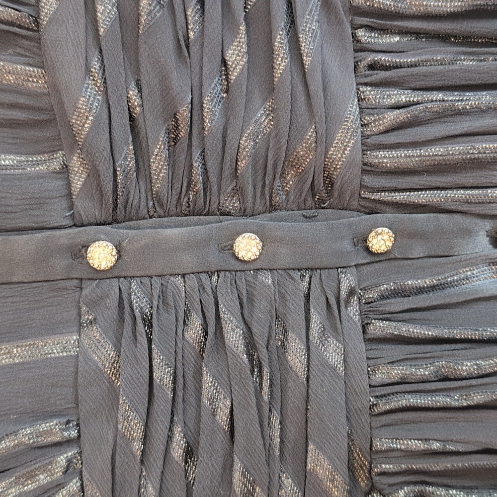 Kay Unger Black Formal Maxi Dress with Crystal Button Detail - Picture 6 of 11